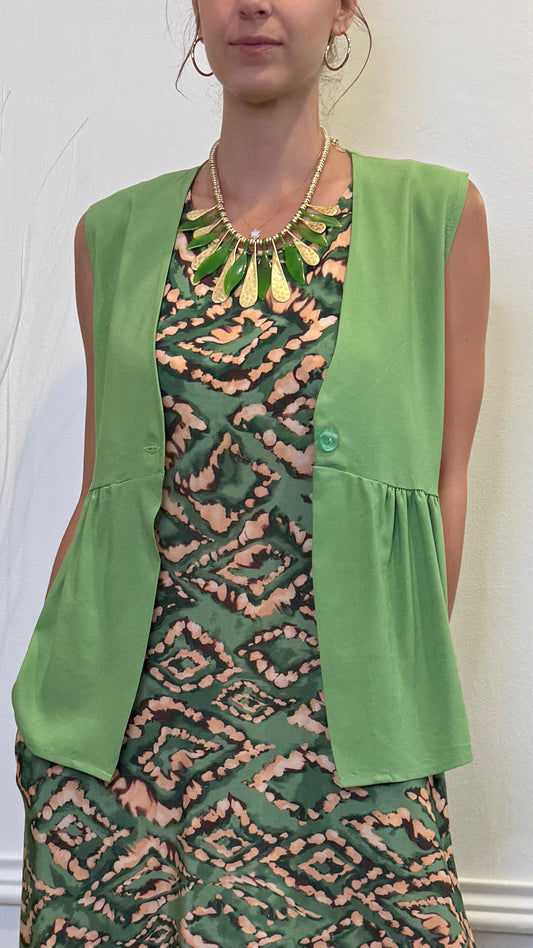 BLUSA VERDE MELA LINO