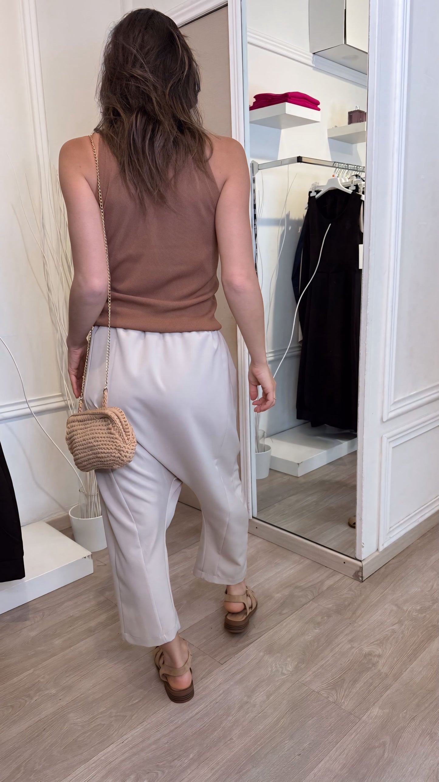PANTALONE GAUCHO BEIGE/NERO