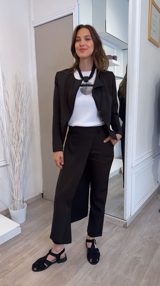 PANTALONE PANNELLO NERO/BEIGE