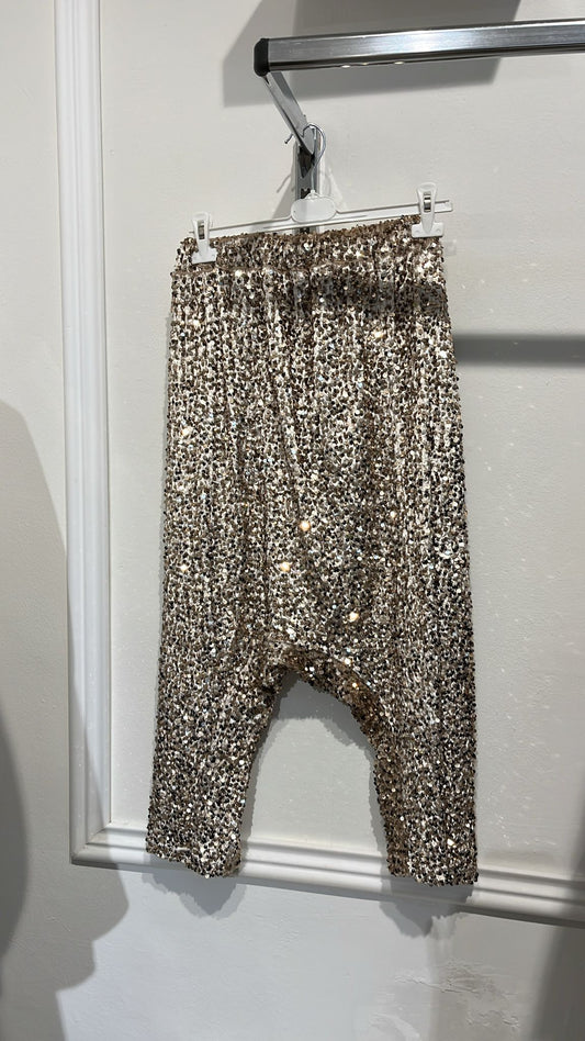 Pantalone Gaucho paillettes dorato